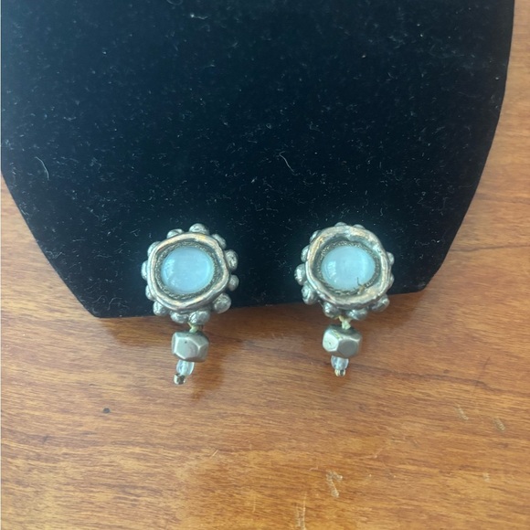 Silver Micki Ravitz Clip On Earrings with Dangling Element - Picture 1 of 1